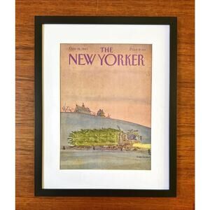 Framed 1983 New Yorker Magazine Cover Dec 19 Christmas Tree Trucker